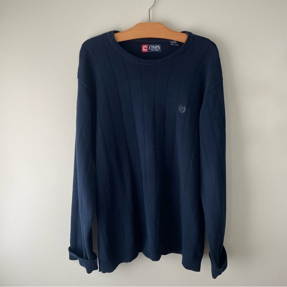 Chaps Crewneck Knit Pullover Sweater Jumper Old Money Acadamia Preppy Mens XL - Picture 1 of 7
